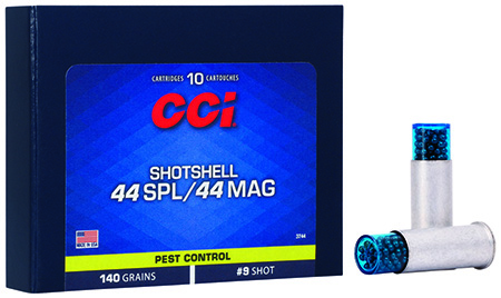 CCI 3744 Pest Control Shotshell 44 S&W Spl 140 gr Shotshell #9 Shot 10 Per Box/ 20 Cs
