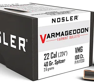 Nosler 17230 Varmageddon  22 Cal .224 40 gr Flat Base Tipped/ 100 Per Box