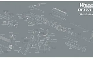 Wheeler 156824 AR-15 Maintenance Mat Delta Neoprene Top w/Rubber Back Gray w/White Logo & Picture 47" L x 20" W