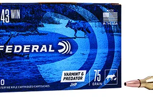 Federal AE24375VP American Eagle Varmint & Predator 243 Win 75 gr Jacket Hollow Point 40 Per Box/ 5 Cs