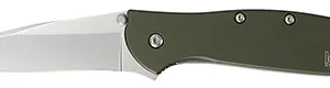 Kershaw 1660OL Leek  3" Folding Drop Point Plain Bead Blasted 14C28N Steel Blade Olive Drab Anodized Aluminum Handle Includes Pocket Clip