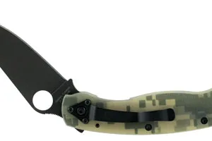 Spyderco C36GPCMOBK Military  4" Folding Modified Clip Point Plain Black DLC CPM S30V SS Blade Camo G10 Handle Includes Pocket Clip