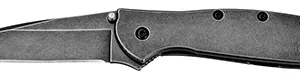 Kershaw 1660BLKW Leek  3" Folding Drop Point Plain Black DLC 14C28N Steel Blade Blackwash 410 Stainless Steel Handle Includes Pocket Clip