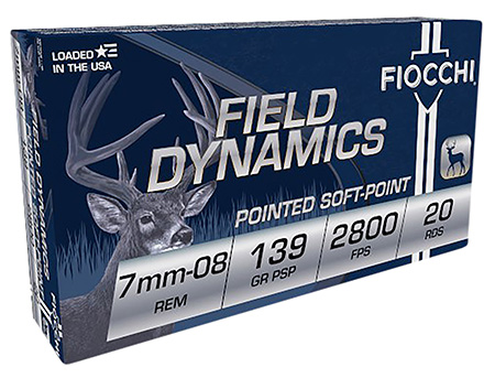Fiocchi 7MM08B Field Dynamics 7mm-08 Rem 139 gr Pointed Soft Point 20 Per Box/ 10 Cs