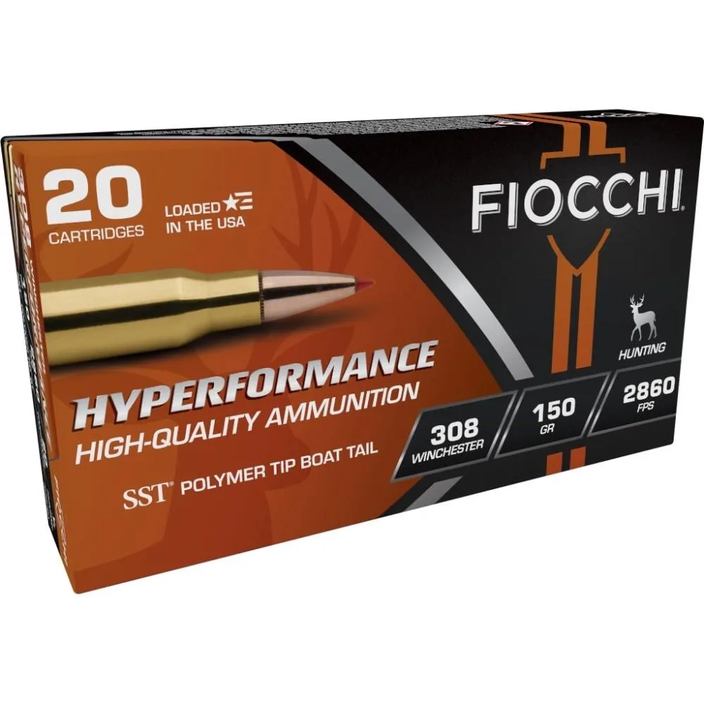 FIOCCHI Hyperformance Hunt Rifle Ammunition .308 Win 150 Gr Sst 2860 Fps 20/ct