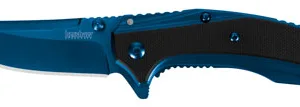 Kershaw 8320 Outright  3" Folding Trailing Point Plain Blue PVD 8Cr13MoV SS Blade Black/Blue G10/SS Handle Includes Pocket Clip