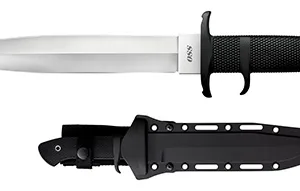 Cold Steel CS39LSSC OSS  8.25" Fixed Plain AUS-8A SS Blade/Black Textured Kray-Ex Handle Includes Sheath