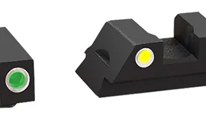 AmeriGlo GL431 Classic Tritium Sight Set for Glock  Black | Green Tritium White Outline Front Sight Yellow Tritium White Outline Rear Sight