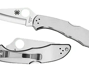 Spyderco C11P Delica 4  2.95" Folding Drop Point Plain VG-10 SS Blade/ Stainless Steel Handle Includes Pocket Clip
