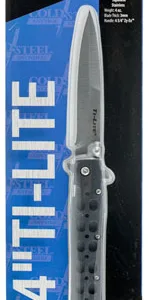 Cold Steel 26SP Ti-Lite  4" Folding Plain Spear Point Japanese AUS-8A SS Blade/ Black Zy-Ex Handle