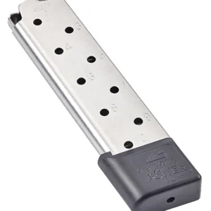 CMC Products 12150 Power Mag Plus  Stainless Steel with Black Base Pad Detachable 10rd 45 ACP for 1911 Government
