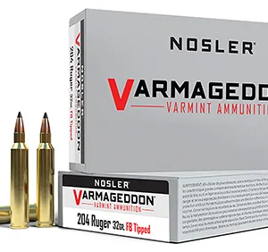 Nosler 65115 Varmageddon  204 Ruger 32 gr Flat Base Tipped 20 Per Box/ 20 Cs