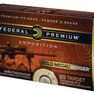 Federal Gold Medal Berger Hybrid Rifle Ammunition 6mm Creedmoor 105gr BTHP 3025 fps 20/ct