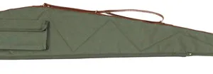Bob Allen 14538 Canvas Rifle Case 48" Green Canvas with Quilted Flannel Lining, Leather Sling & Self-Repairing Nylon Zipper