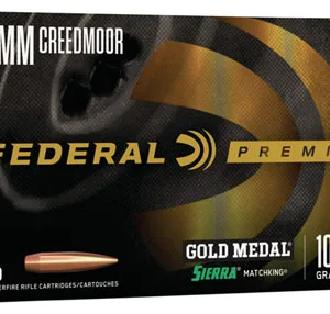 Federal GM6CRDM1 Premium Gold Medal 6mm Creedmoor 107 gr Sierra MatchKing BTHP 20 Per Box/ 10 Case