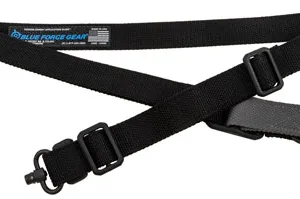 Blue Force Gear VCAS2TO1PB125AABK Vickers 221 Sling made of Black Cordura with 54"-64" OAL, 1.25" W, One-Two Point Design & Push Button Swivel for AR Platform