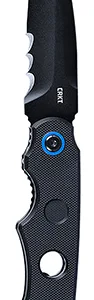 CRKT 2606 A.B.C.  3.39" Folding Tanto Veff Serrated Black Oxide 12C27 Sandvik Blade, Black Textured G10 Handle