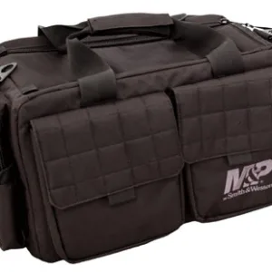 M&P Accessories 110023 Officer Tactical Range Bag made of Nylon with Black Finish, Accessory Pocket, Padded Ammo Bag, Carry Strap & Single Handgun Case 18" W x 10" H x 10" D Interior Dimensions