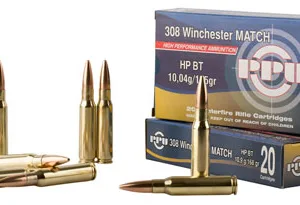 PPU Match Rifle Ammunition .308 Win Match 168 gr HPBT 2610 fps 20/ct