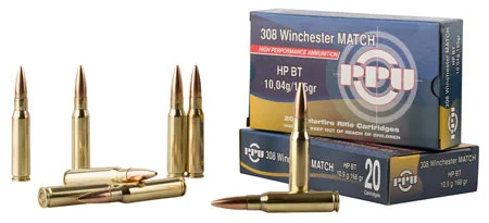 PPU Match Rifle Ammunition .308 Win Match 168 Gr Hpbt 2610 Fps 20/ct