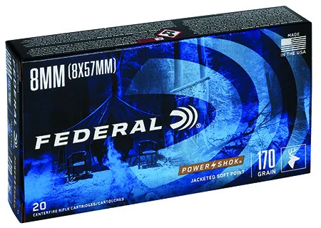 FEDERAL Power-shok Rifle Ammunition 8x57mm 170 Gr Sp 2250 Fps - 20/box