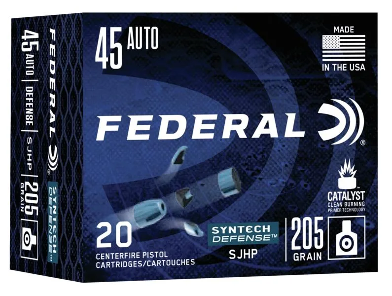 FEDERAL Syntech Defense Handgun Ammuntion .45 Acp Sjhp 830 Fps 20/ct