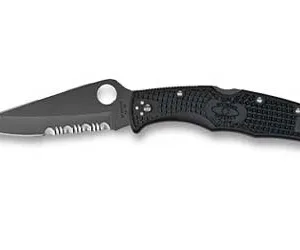 Spyderco C10PSBBK Endura 4 Lightweight 3.75" Folding Clip Point Part Serrated Black TiCN VG-10 SS Blade Black  Textured FRN Handle Includes Pocket Clip