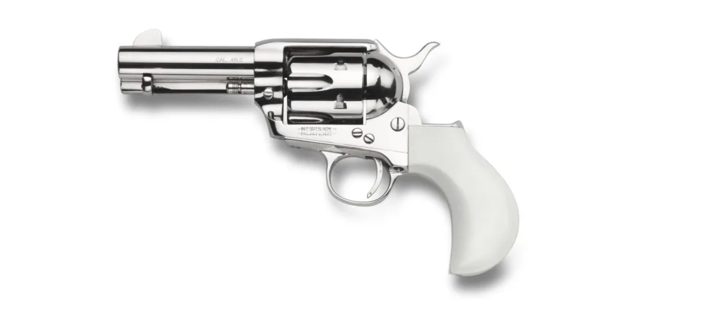 A picture of nickel birdshead pietta with USA Gun Store