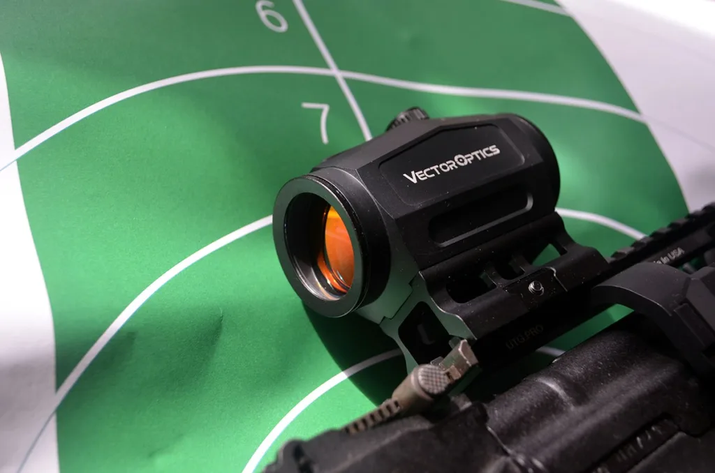 A picture of red dot vector optics with USA Gun Store