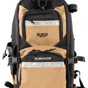 Rukx Gear ATICTSURT Survivor Backpack Floatable Tan 600D Polyester with Non-Rust Zippers, Hidden Handgun Pocket, Reinforced Webbing & Internal Storage Straps 20" x 11" x 10" Dimensions