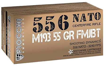 Fiocchi 556M193L 5.56 NATO 55 gr Full Metal Jacket Boat Tail 50 Per Box/ 20 Case