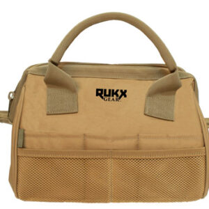 Rukx Gear ATICTTBT Tool Bag  Water Resistant Tan 600D Polyester with Internal Organization Pockets, Reinforced Hard Brass & Non-Rust Zippers 9" x 12" x 9.50" Dimensions