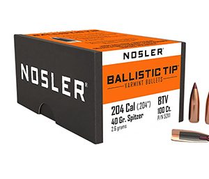 Nosler 52111 Ballistic Tip  204 Ruger .204 40 gr Spitzer/ 100 Per Box