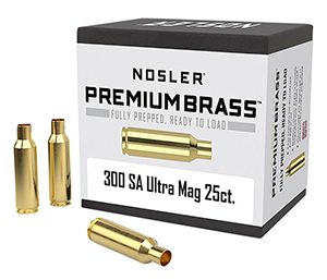 Nosler 10228 Premium Brass Unprimed Cases 300 Rem SAUM Rifle Brass/ 25 Per Box