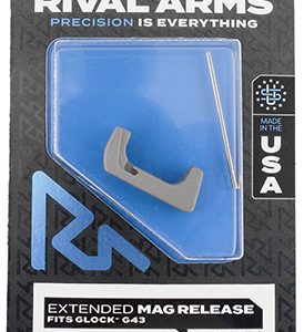 Rival Arms RA72G003D Magazine Release  Extended Silver Aluminum for Glock 43