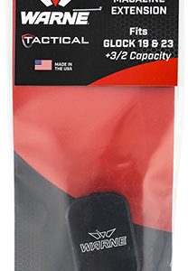 Warne MEG1932BLK Magazine Extension  made of 6061-T6 Aluminum with Hardcoat Anodized Black Finish for Glock 19, 23 Magazines (Adds 3rds 9mm Luger, 2rds 40 S&W)