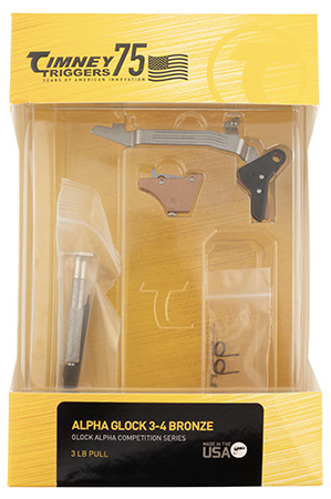 Timney Triggers ALPHAGLOCK34BRNZE Alpha Competition 9mm Luger/40 S&W, Bronze Straight Trigger Compatible w/Most Glock Gen3-4