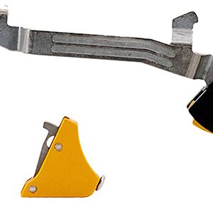 Timney Triggers ALPHAGLOCK5 Alpha Competition 9mm Luger/40 S&W/22 LR, Gold Straight Trigger, Compatible w/Glock Gen5 & Glock 44