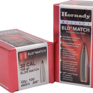Hornady 30313 ELD Match  30 Cal .308 155 gr Extremely Low Drag Match 100 Per Box/ 15 Case