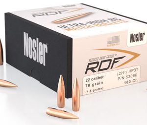 Nosler 53066 RDF Match 22Cal 70gr Hollow Point Boat Tail 100/Box