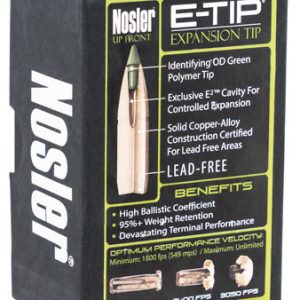 Nosler 59180 E-Tip  30Cal 180gr Spitzer 50/Box
