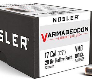 Nosler 17205 Varmageddon  17Cal 20gr Flat Base Hollow Point 100/Box
