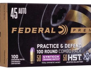 Federal P45HST2TM100 Premium Practice & Defend 45ACP 230gr HST JHP/Syntech TSJ 100 Per Box/5 Case