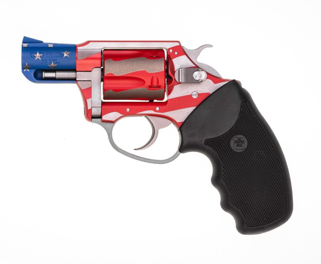 A picture of 0008700 charter arms old glory 38 special 2 barrel 5rd red white blue aluminum frame revolver with USA Gun Store