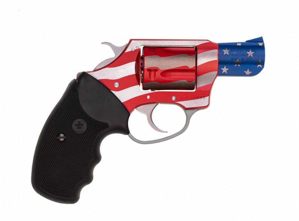 A picture of 0008701 charter arms old glory 38 special 2 barrel 5rd red white blue aluminum frame revolver with USA Gun Store