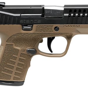 Savage Arms 67007 Stance  9mm Luger 7+1/8+1 3.2" Barrel, Flat Dark Earth Polymer Frame, Serrated/Ported Black Nitride Slide, Interchangeable Backstrap, Night Sights, No Manual Safety