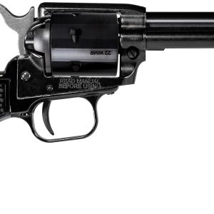 Heritage Mfg RR22MB4PG Rough Rider  22 LR/22 WMR 6 Shot, 4.75" Black Steel Barrel, Black Cerakote Zinc Alloy Frame, Black Cerakote Cylinder, Black Polymer Grip, Hammer/Thumb Safety, Exposed Hammer