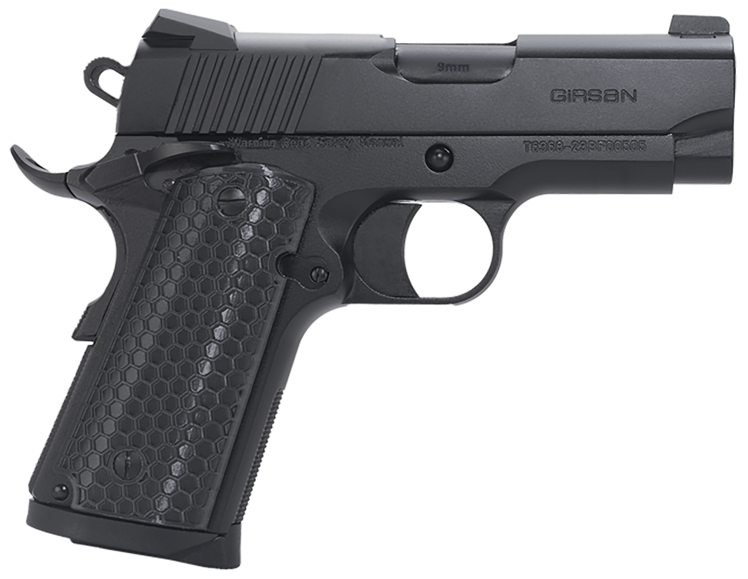 EAA Girsan 392050 Mc1911 Sc Untouchable Sub-compact Frame 45 Acp 6+1 3.40" Black Steel Barrel, Black Serrated Steel Slide & Frame W/beavertail, Black Polymer Grip