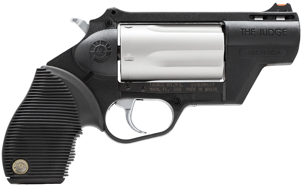 TAURUS 2441029tcply Judge Public Defender 45 Colt (lc) Caliber Or 2.50" 410 Gauge 5 Shot 2.50" Black Finish Barrel, Matte Stainless Finish Cylinder, Black Finish Polymer Frame & Black Ribber Grip