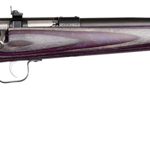 Crickett KSA2228 Youth  22 LR 1rd 16.12" Stainless Steel Barrel, Fixed Front/Adjustable Rear Peep Sights, Purple Laminate Stock w/11.5" LOP, Rebounding Firing Pin Safety
